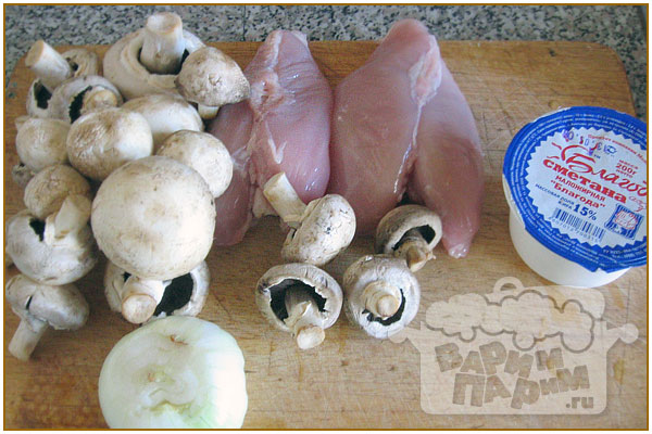 рецепт блюда курица с грибами